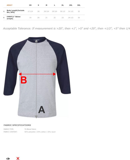 Unisex Triblend 3/4 Sleeve Raglan Baseball T-Shirt