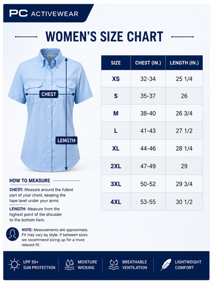 Women's Performance Fishing Shirt Custom Embroidery Available